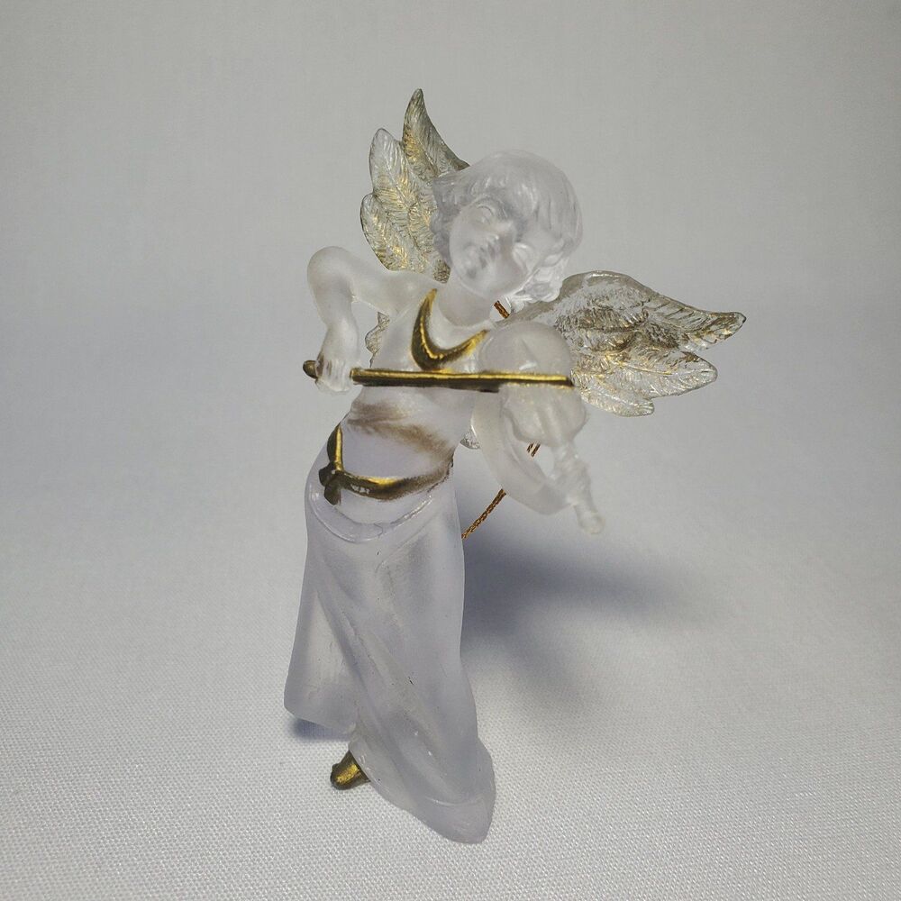 Angel Playing Violin Figurine Ornament Golden and Clear